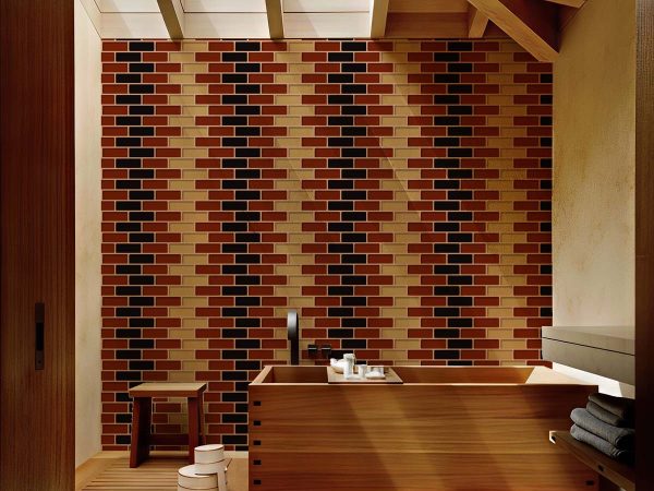 Amberford, Heritage Brickwork in Warm Earth Tones Wallpaper
