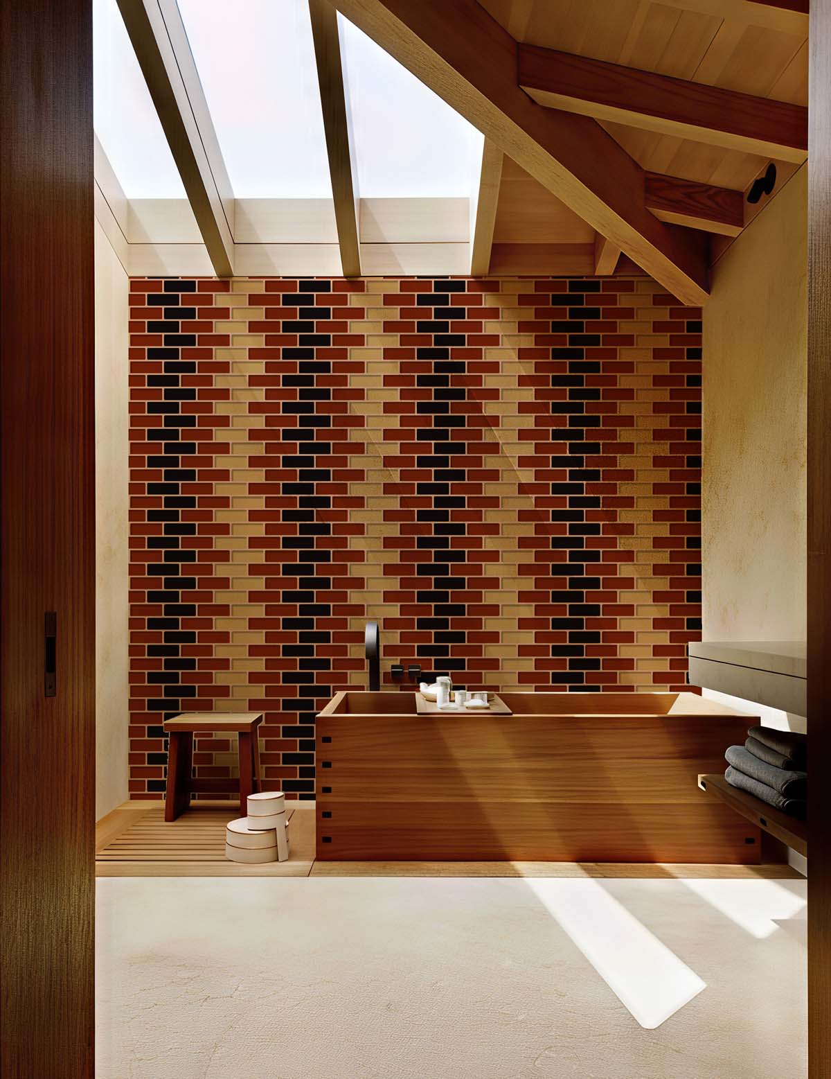 Amberford, Heritage Brickwork in Warm Earth Tones Wallpaper