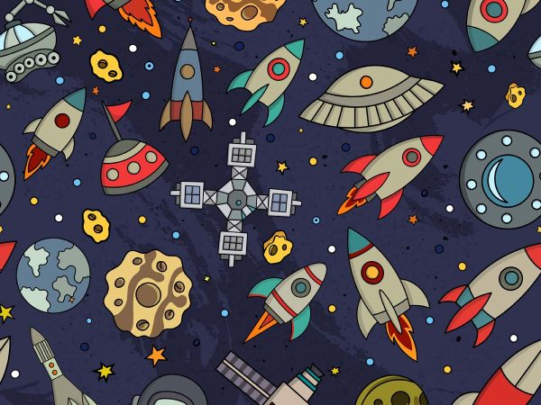 Cosmoria, Outer Space Exploration Kids Wallpaper