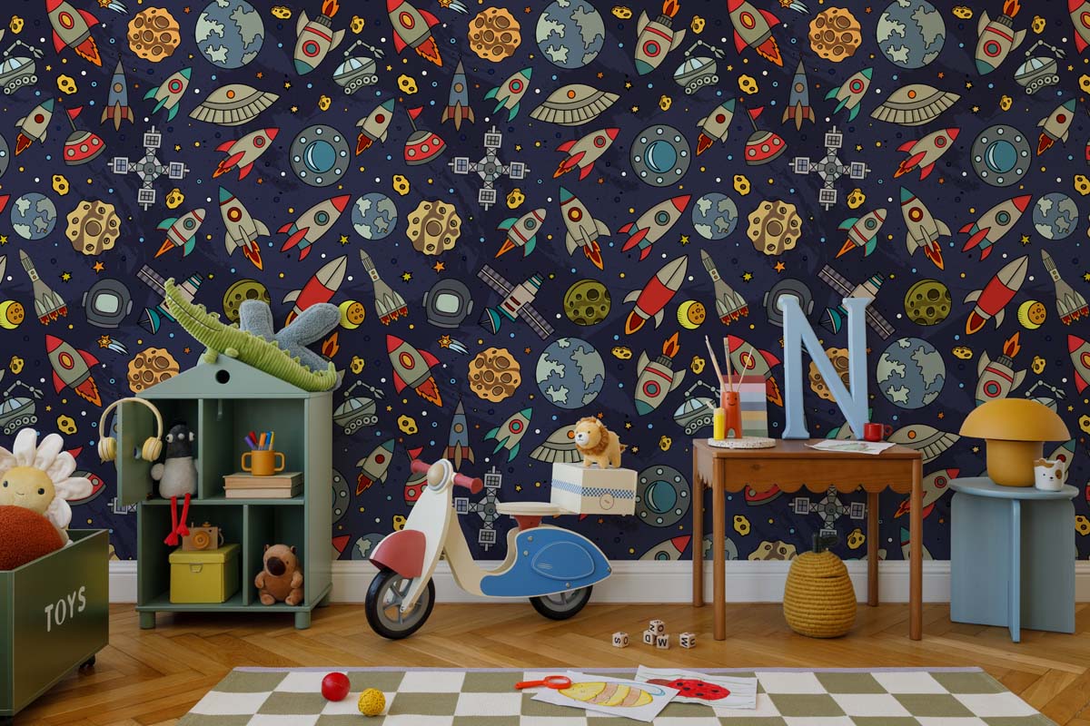 Cosmoria, Outer Space Exploration Kids Wallpaper