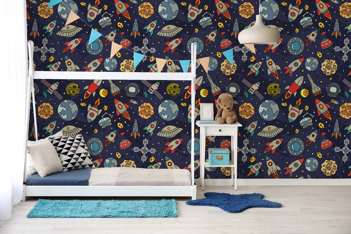 Cosmoria, Outer Space Exploration Kids Wallpaper