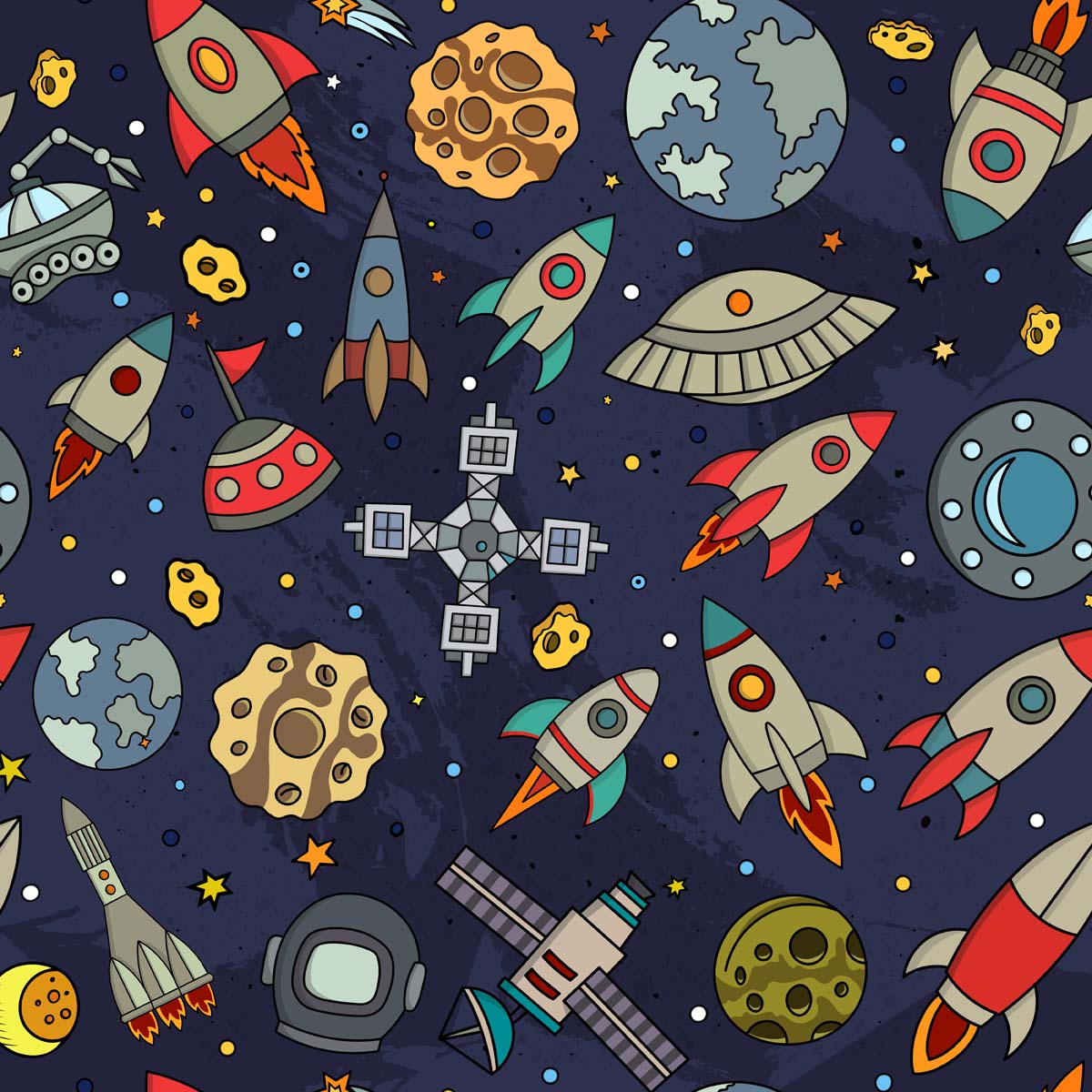 Cosmoria, Outer Space Exploration Kids Wallpaper