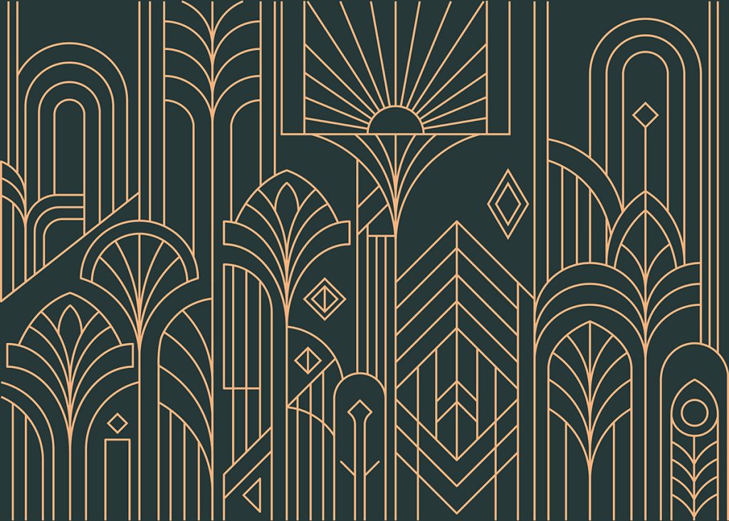 Decora, Green Gold Art Deco Vintage Glamour Mural