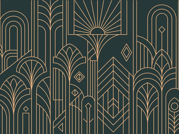 Decora, Green Gold Art Deco Vintage Glamour Mural