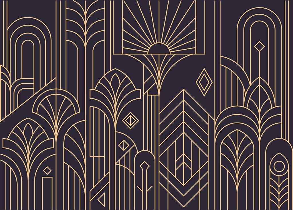 Decora, Purple Gold Art Deco Vintage Glamour Mural
