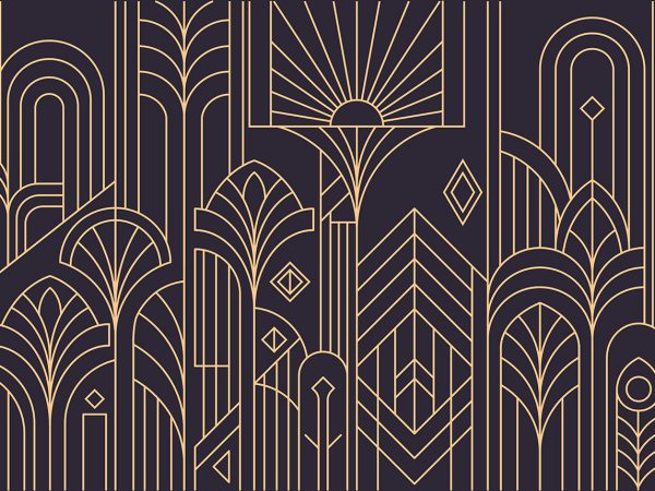 Decora, Purple Gold Art Deco Vintage Glamour Mural