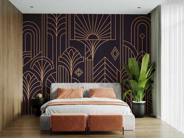 Decora, Purple Gold Art Deco Vintage Glamour Mural m