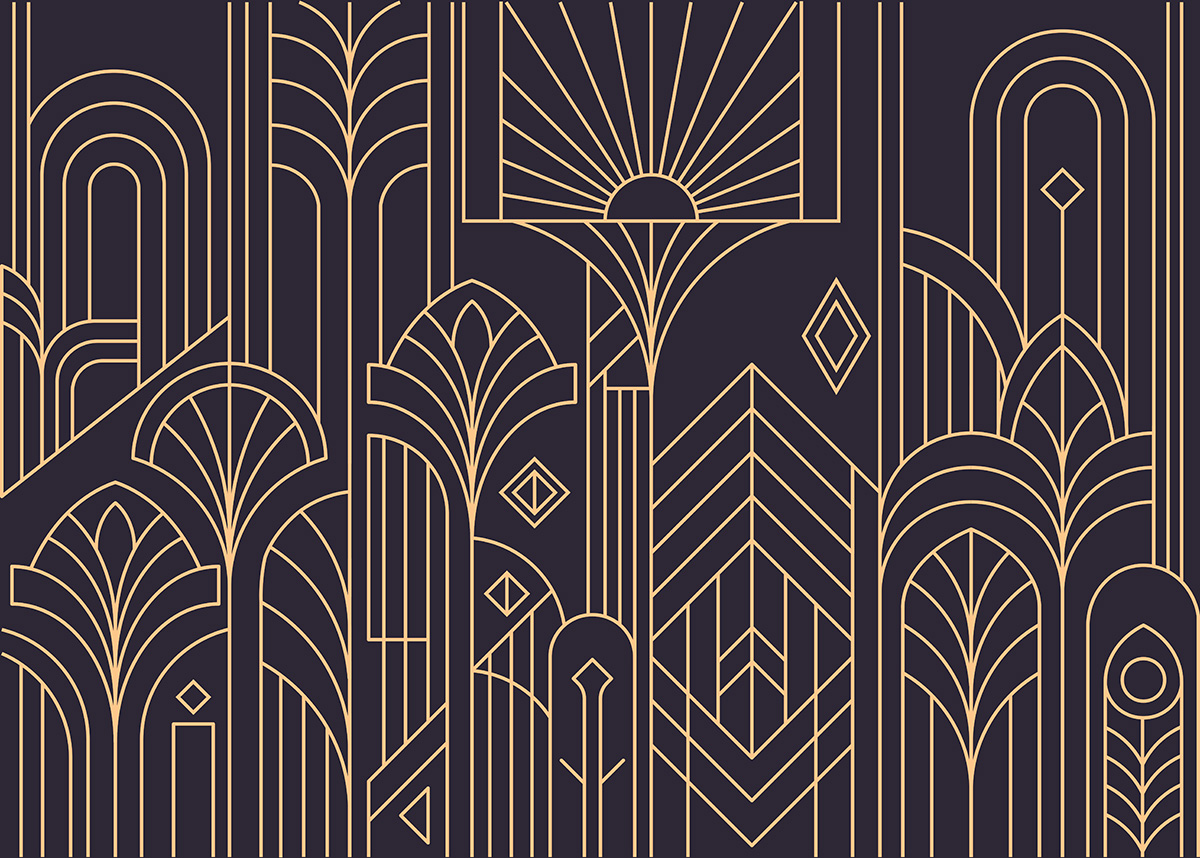 Decora, Purple Gold Art Deco Vintage Glamour Mural