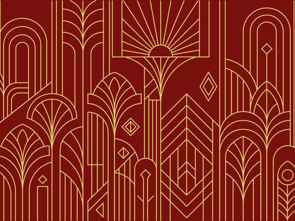 Decora, Red Gold Art Deco Vintage Glamour Mural