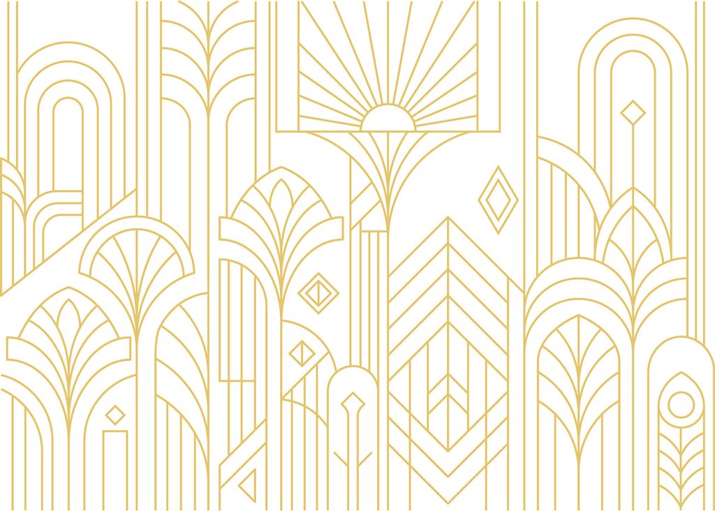 Decora, White Gold Art Deco Vintage Glamour Mural