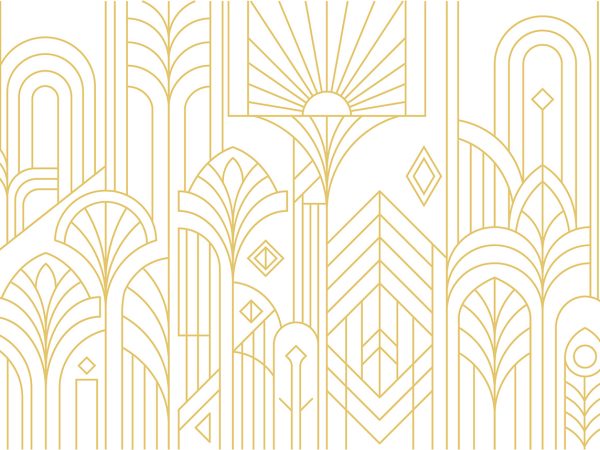 Decora, White Gold Art Deco Vintage Glamour Mural