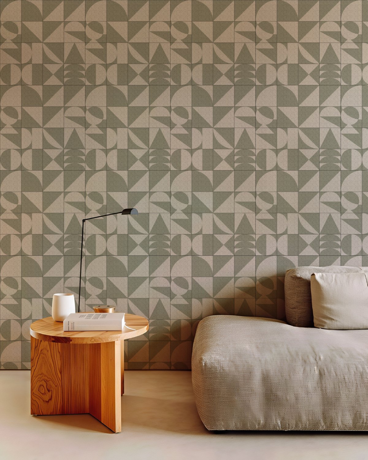 Greymont, Sage Geometric Tile Harmony Wallpaper