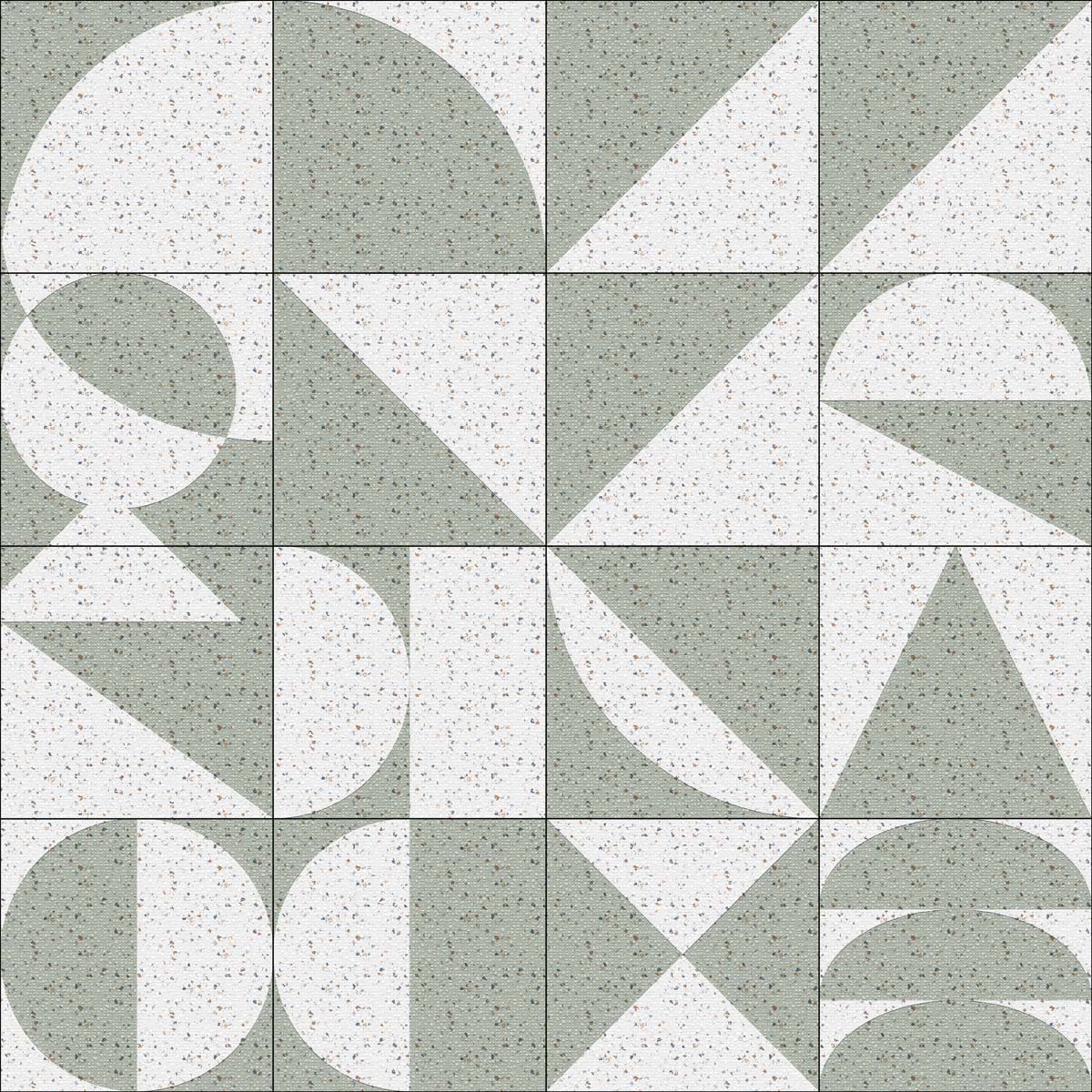 Greymont, Sage Geometric Tile Harmony Wallpaper