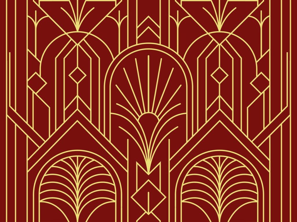Kingsford, Burgundy Luxe Art Deco Pattern Wallpaper