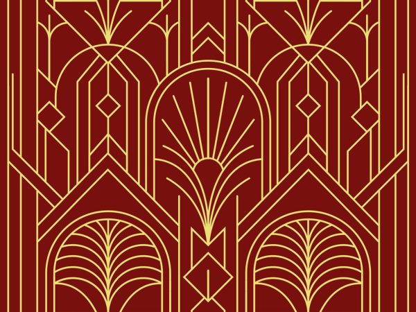 Kingsford, Burgundy Luxe Art Deco Pattern Wallpaper
