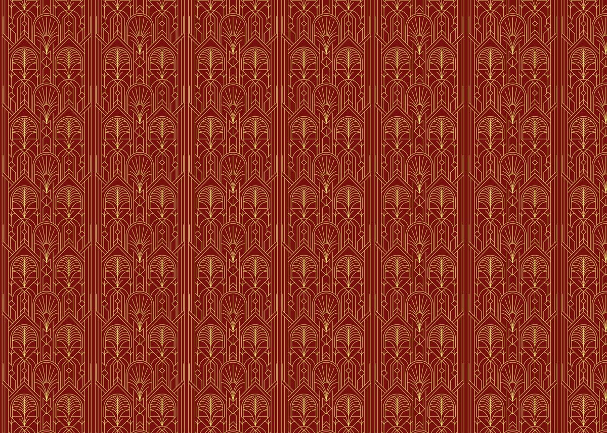 Kingsford, Burgundy Luxe Art Deco Pattern Wallpaper