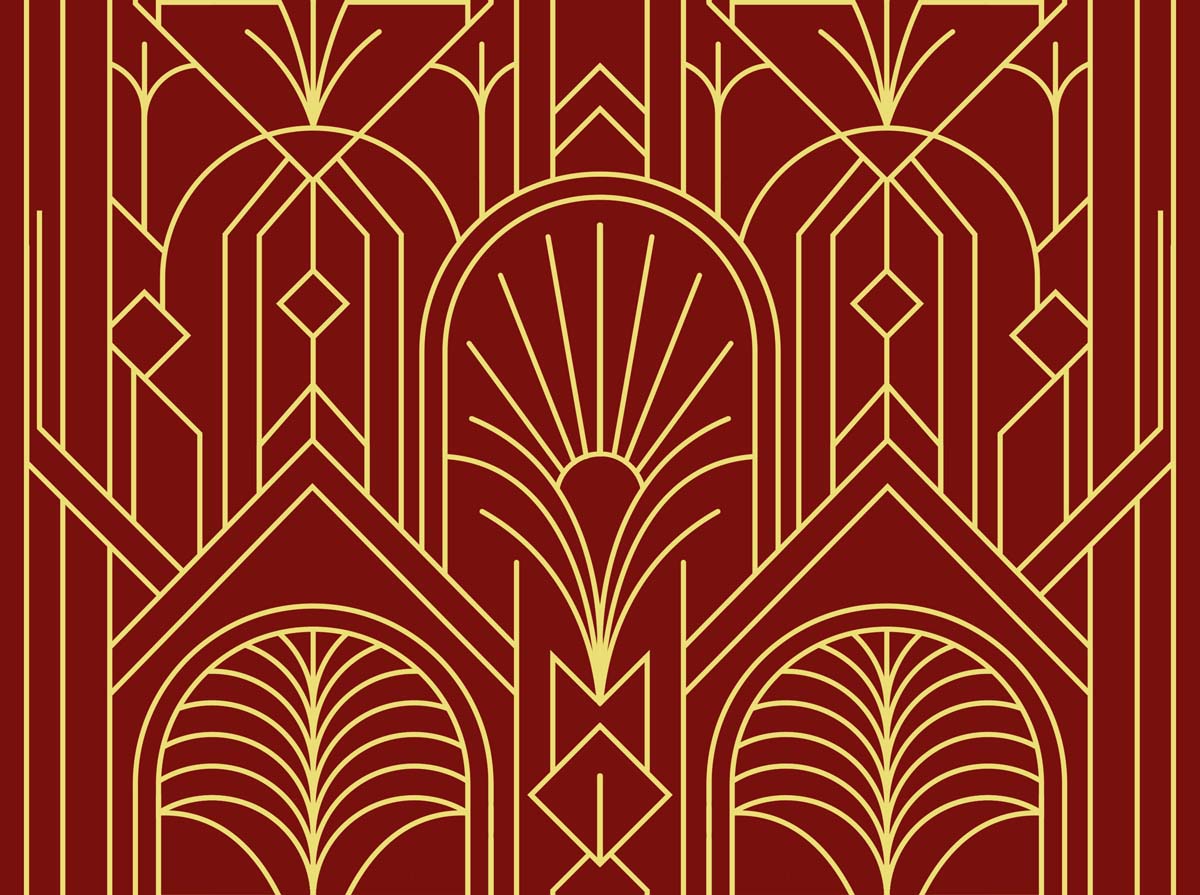Kingsford, Burgundy Luxe Art Deco Pattern Wallpaper