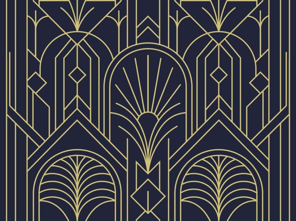 Kingsford, Midnight Luxe Art Deco Pattern Wallpaper