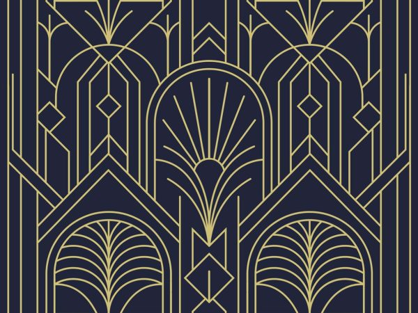 Kingsford, Midnight Luxe Art Deco Pattern Wallpaper