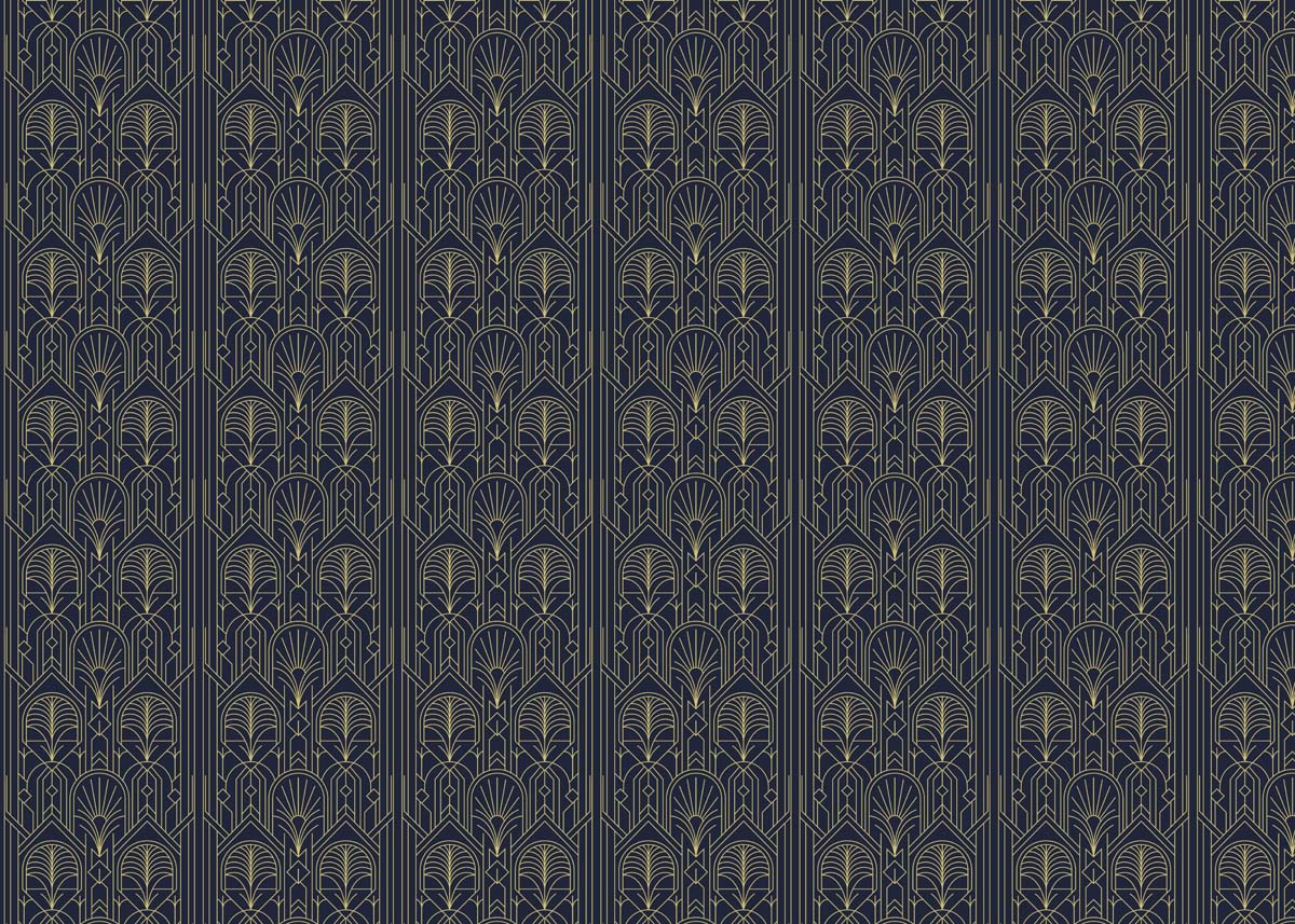 Kingsford, Midnight Luxe Art Deco Pattern Wallpaper