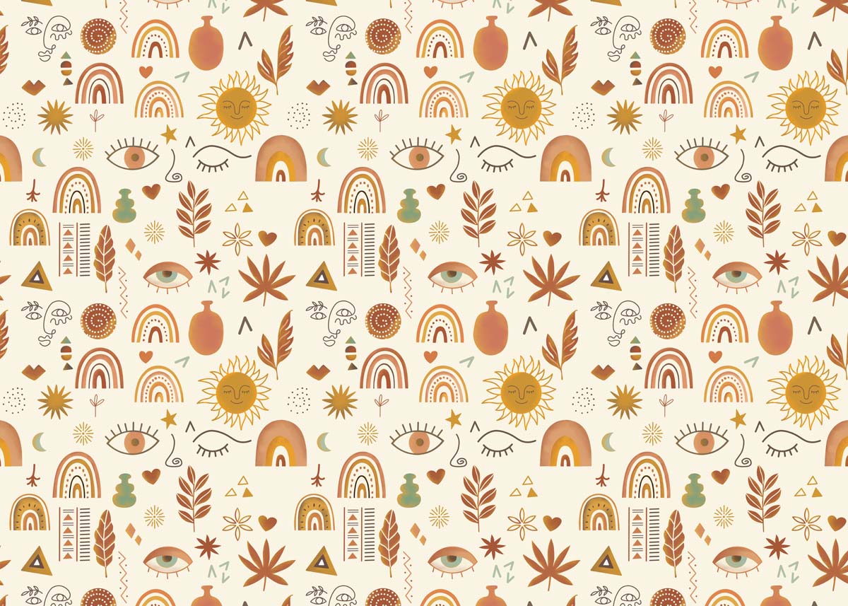 Terrara, Warm Boho Symbols Wallpaper