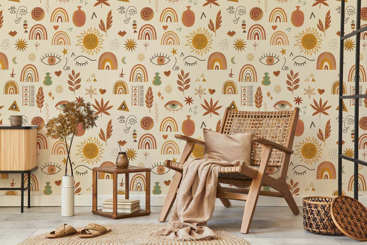 Terrara, Warm Boho Symbols Wallpaper