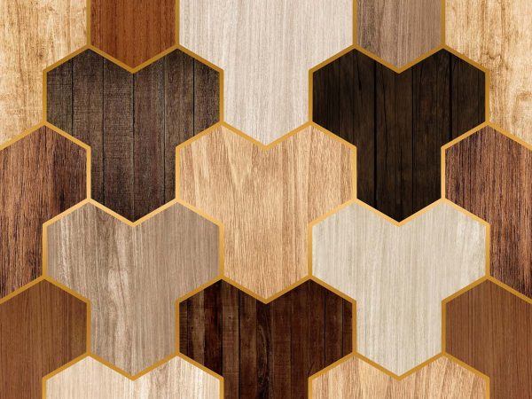 Timbera, Wooden Geometric Wallpaper