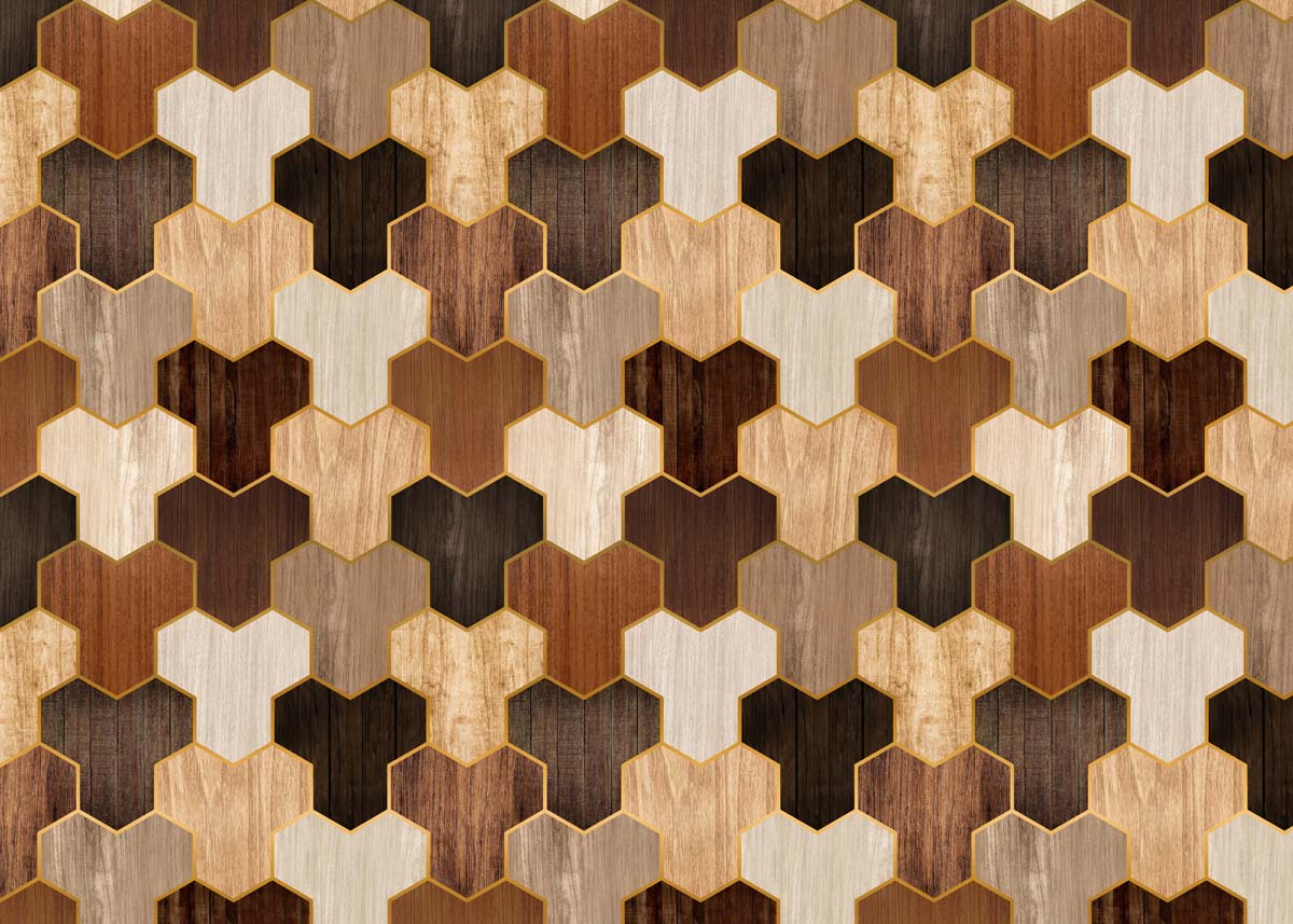 Timbera, Wooden Geometric Wallpaper