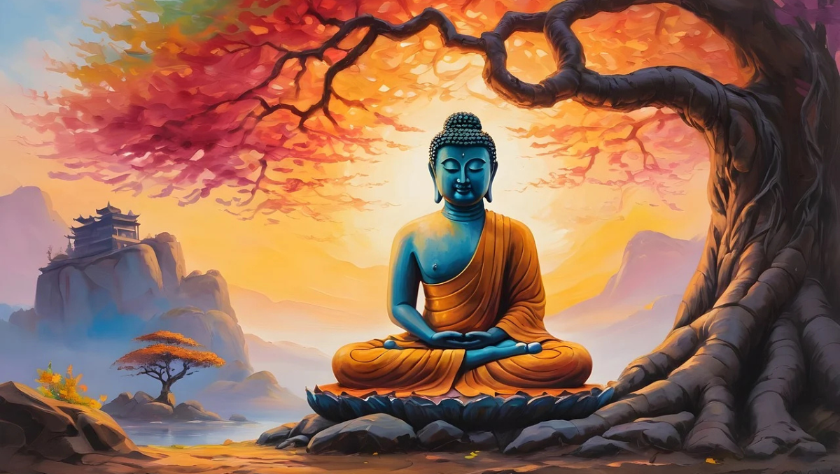 buddha and meditation mural