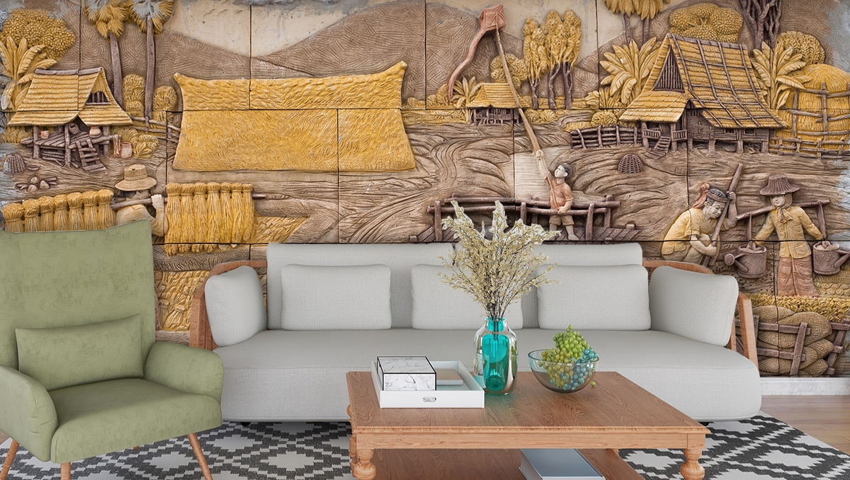 ancient rice wallpaper mural