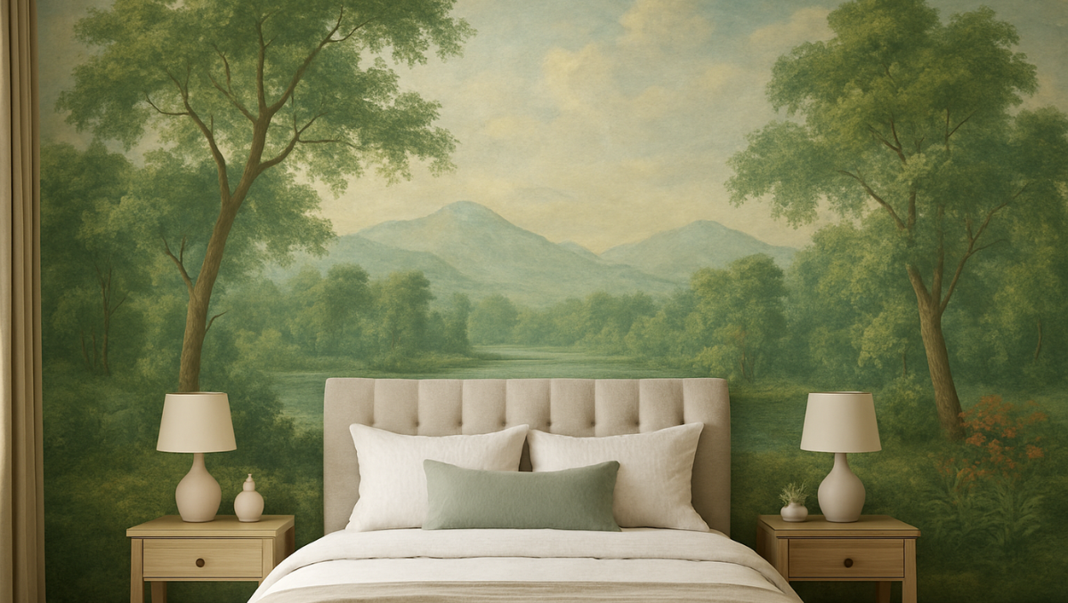 hand painted wallpaper mural