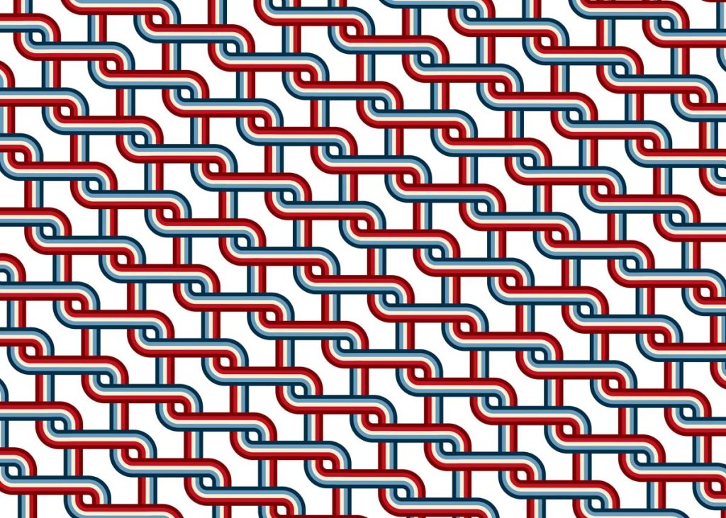 Zyric, Deep Red Woven Chain Curve Geometric Mural