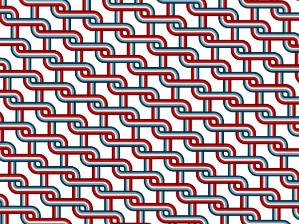 Zyric, Deep Red Woven Chain Curve Geometric Mural