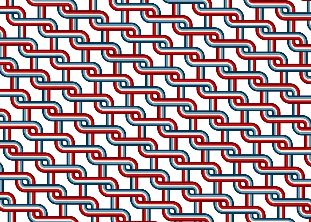 Zyric, Deep Red Woven Chain Curve Geometric Mural
