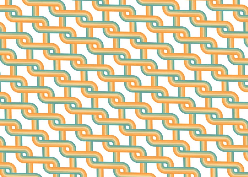 Zyric, Muted Orange Woven Chain Curve Geometric Mural