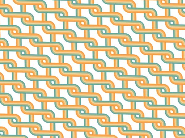 Zyric, Muted Orange Woven Chain Curve Geometric Mural
