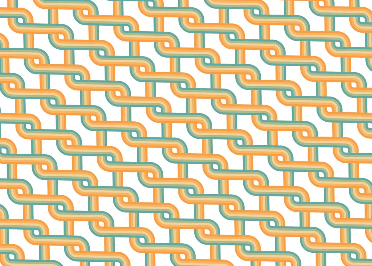 Zyric, Muted Orange Woven Chain Curve Geometric Mural