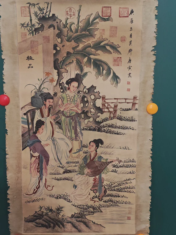 hand painted rice wallpaper