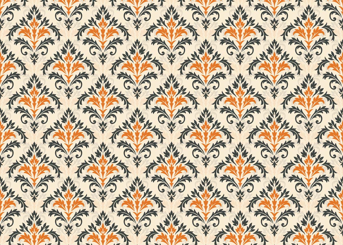 Damaky, Burnt Orange Regal Damask Wallpaper