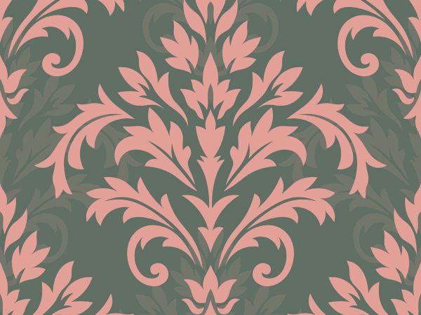 Damaky, Muted Olive Green Damask Wallpaper