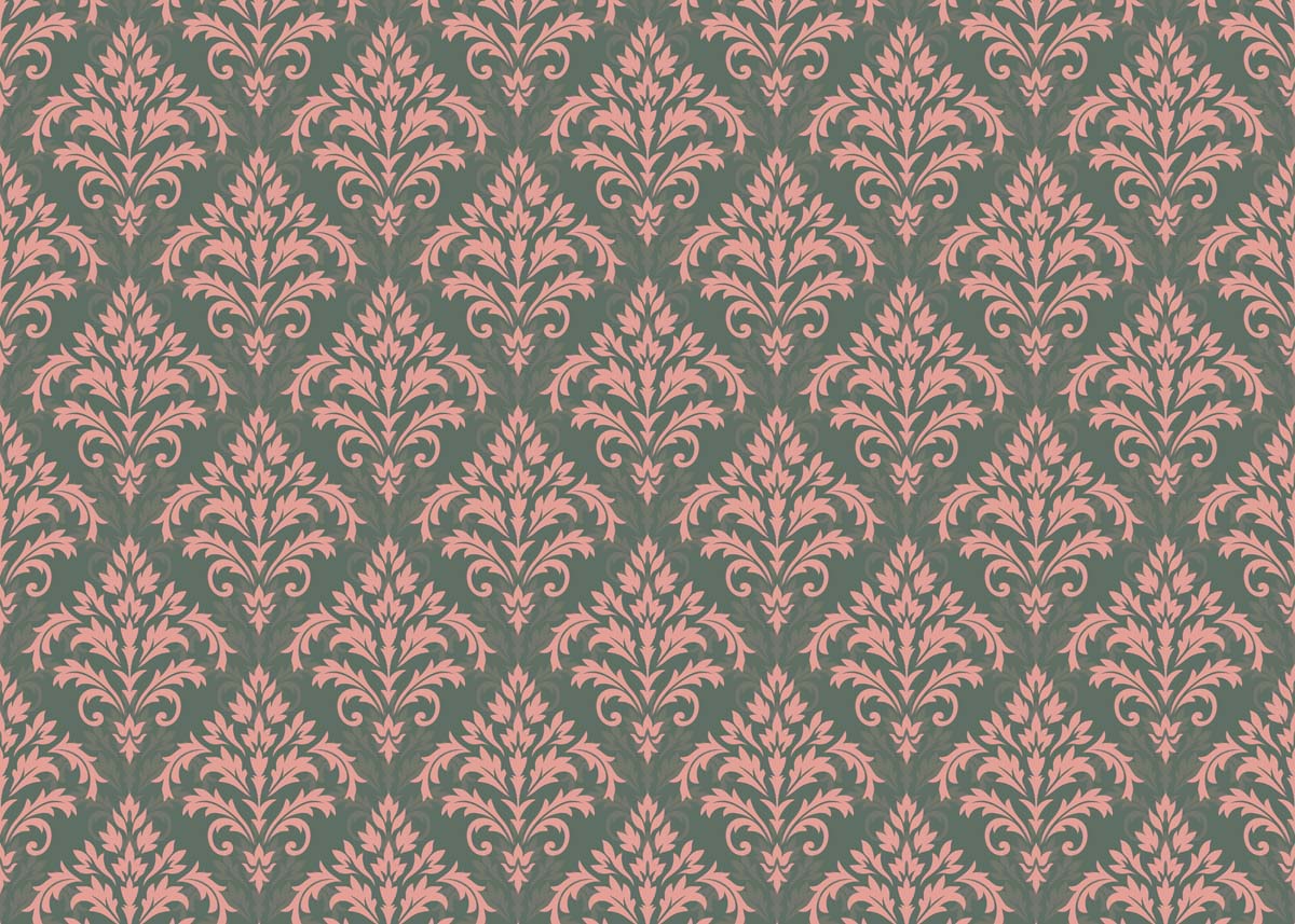 Damaky, Muted Olive Green Damask Wallpaper