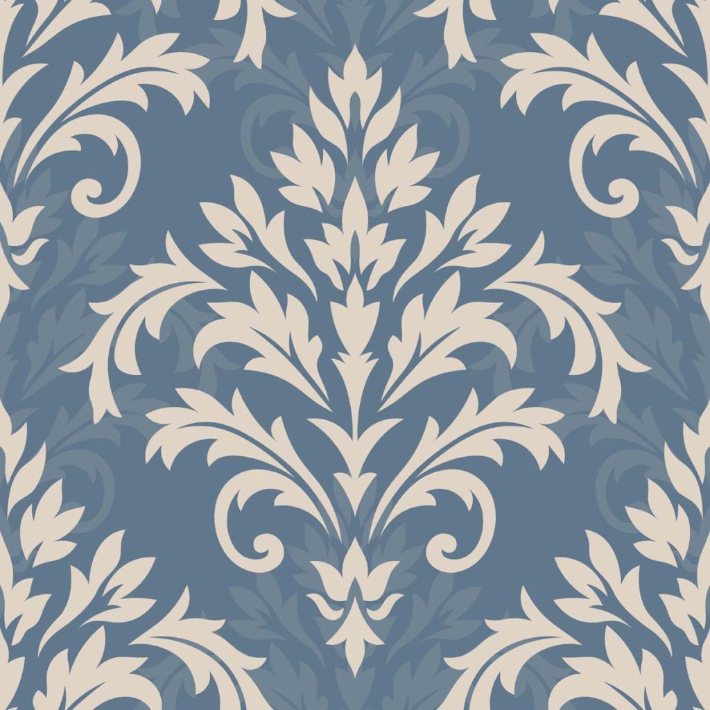 Damaky, Slate Blue Damask Wallpaper