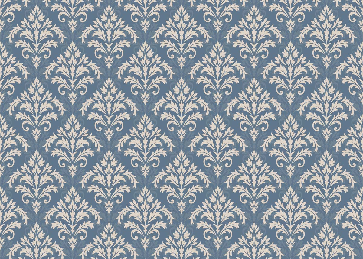 Damaky, Slate Blue Damask Wallpaper