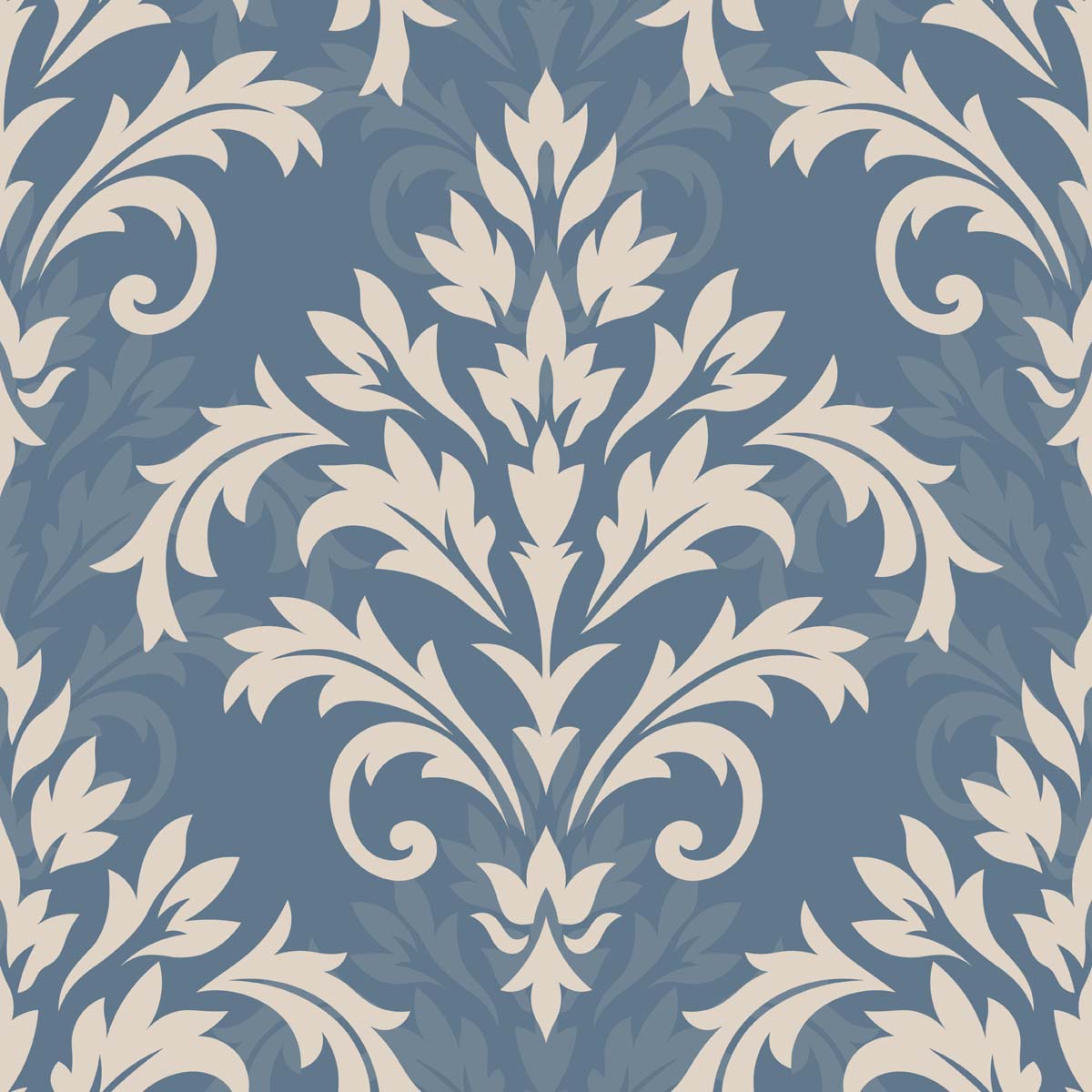 Damaky, Slate Blue Damask Wallpaper