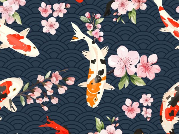 Haruko, Japanese Koi Blossom Wallpaper