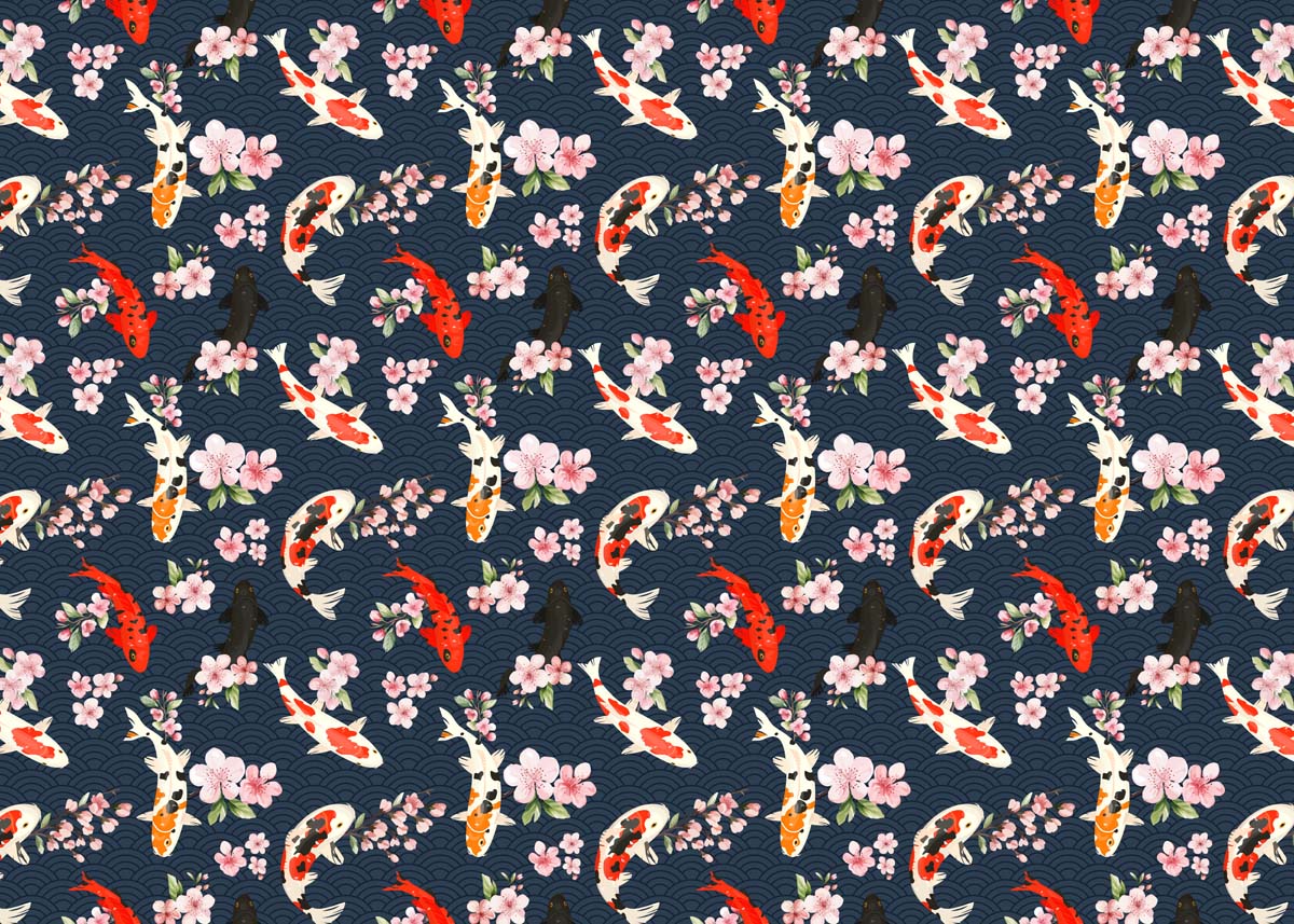 Haruko, Japanese Koi Blossom Wallpaper