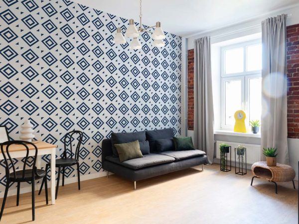Orenda, Minimalist Geometric Blue Diamonds Wallpaper