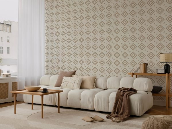 Orenda, Minimalist Geometric Brown Diamonds Wallpaper