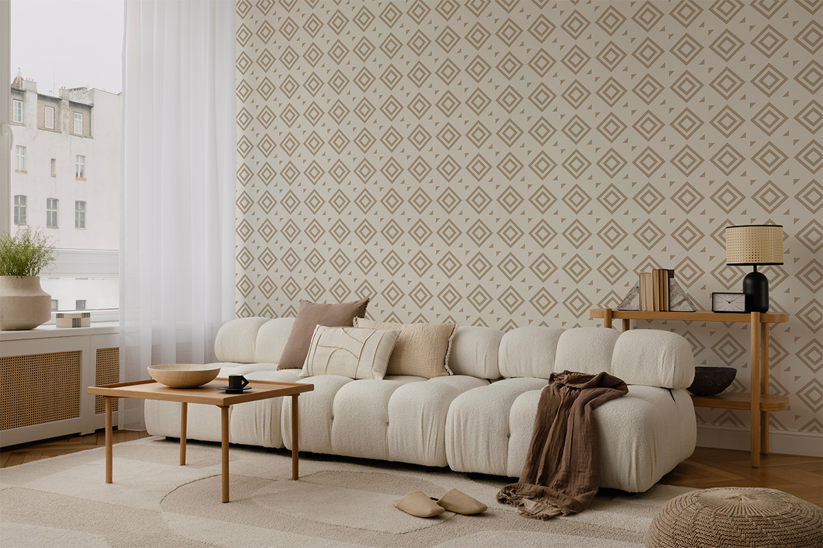 Orenda, Minimalist Geometric Brown Diamonds Wallpaper