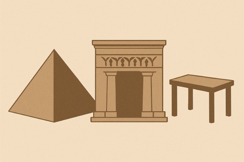 egyptian pyramid, temple, furniture
